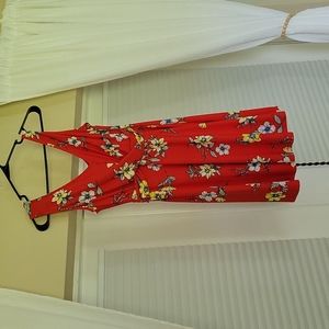 Women's red floral dress